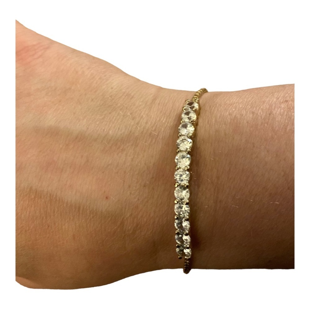 NWT CZ by Kenneth Jay Lane Gold Round Chain Bracelet